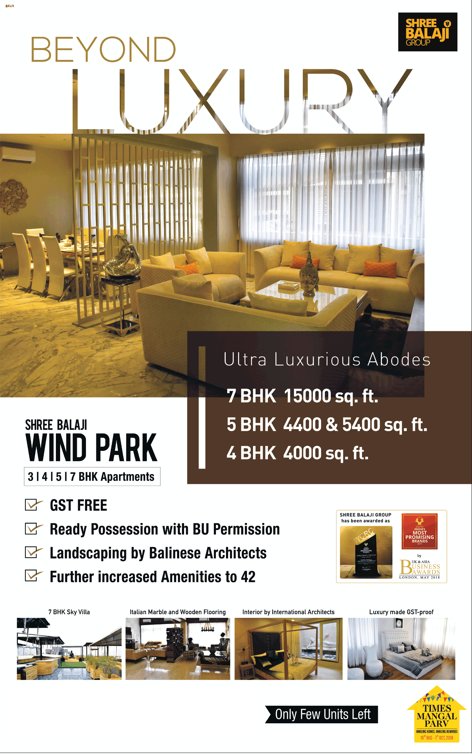 Book 3, 4, 5 & 7 bhk apartments at Shree Balaji Wind Park in Ahmedabad